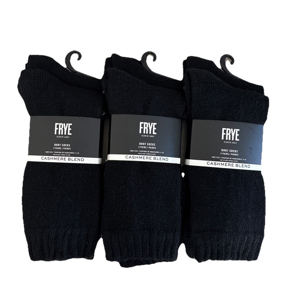 Frye Cashmere Blend Boot Socks Women's 5-10 Black‎ Crew 6 Pairs NEW